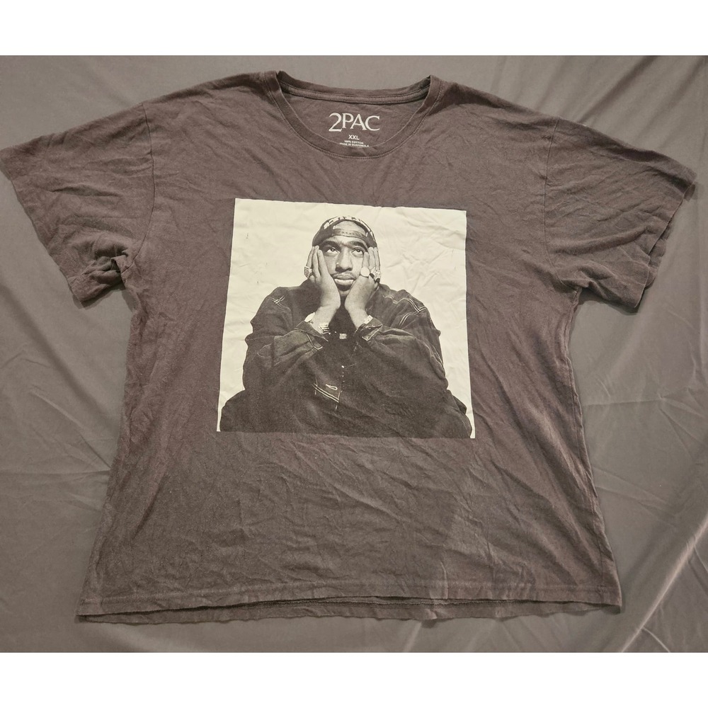 2Pac Graphic T-Shirt Women XXL Gray Tupac Hip Hop Streetwear Rap Tee